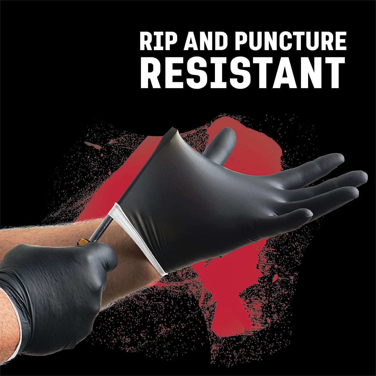 Venom Steel Industrial Nitrile Gloves, Chemical Resistant Disposable Black Gloves, Latex-Free, Powder-Free, Textured Grip, Heavy Duty Two-Layer Protection, 6 mil, Large, 100 Count