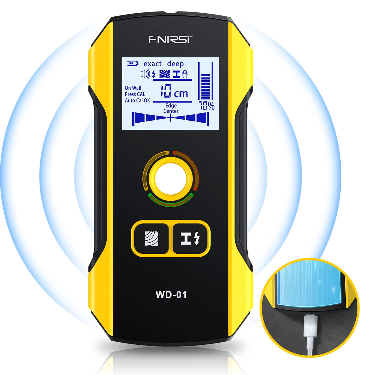 FNIRSI Stud Finder Wall Scanner - 6 in 1 Electronic Wall Wood Stud Finder, Wall Detector with Updated Positioning Hole for Center and Edge of Wood AC Wire Metal Studs Joist Pipe