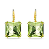 Swarovski Millenia Drop Earrings, Square Cut, Green Crystal, Gold-tone Finish