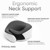 Proglobe Travel Neck Pillow for Airplanes, Long Haul Flight Kit, Grey