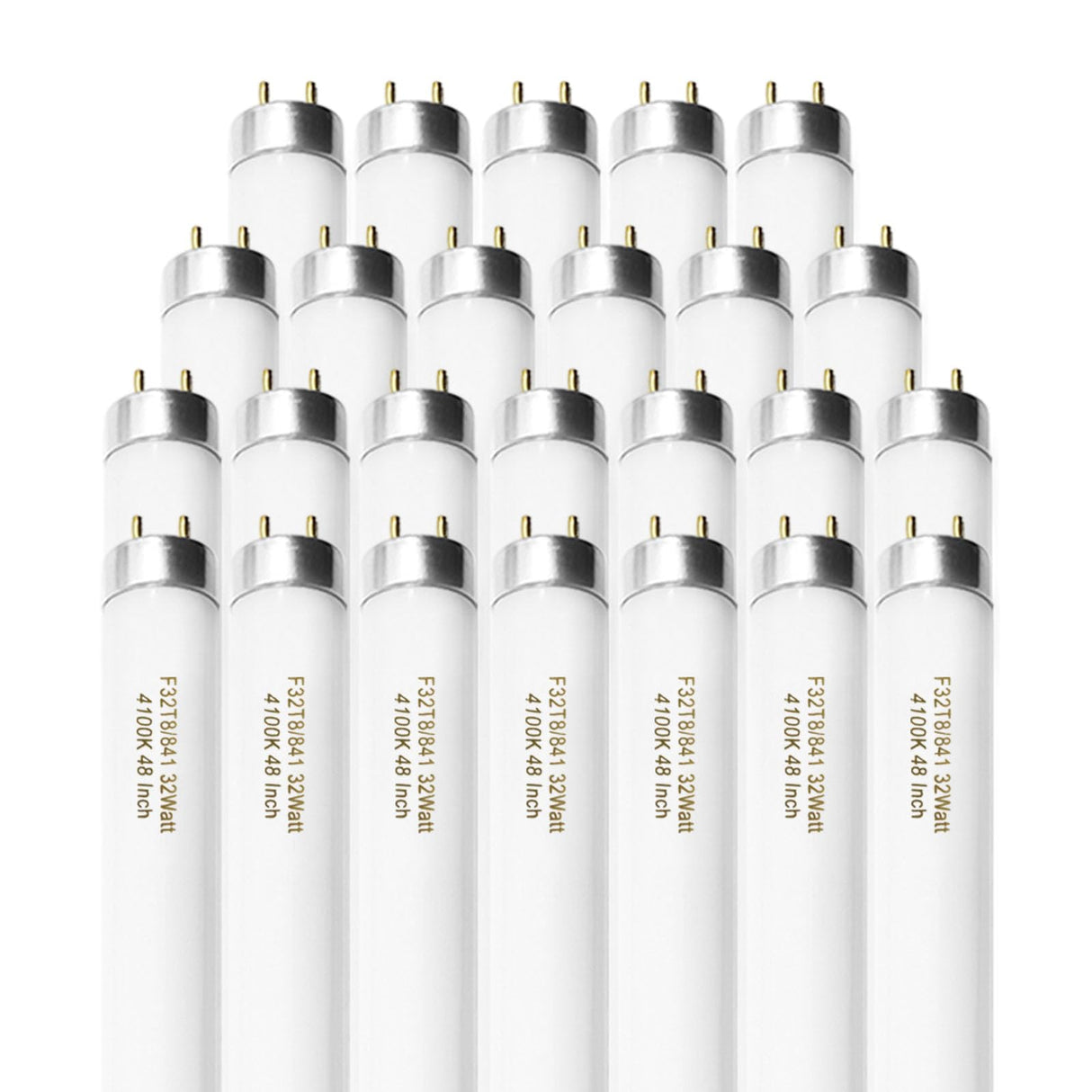 Konideke 25 Pack F32T8/841 Fluorescent Tube 48 Inch, T8 Fluorescent Light Bulb 4 Foot 32 Watt 4100K Cool White 2600 Lumens G13 Base