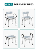 VFAUOSIT Shower Chair for Elderly and Disabled, 550 lbs Shower Chair for Inside Shower with Arms and Back, FSA/HSA 6-Height Shower Seats for Adults with Shower Bag, Bath Chairs for Seniors Inside Tub