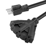 3FT 12/3 Outdoor Extension Cord, Heavy Duty 3-Outlet SJTW Indoor/Outdoor Three-Prong Power-Cord 12-Gauge Grounded 15-Amp 1875 Watts