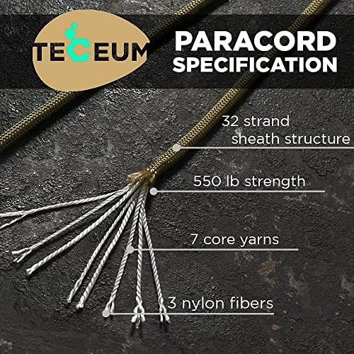TECEUM 5/32" Paracord Rope 1000 – 1000ft / 200ft / 100ft / 50ft – Tactical Parachute Cord 4mm – 45+ Colors – Nylon String for Survival & Camping Gear – Stripe Cord for Survival – Utility Rope