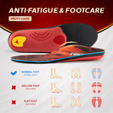 VALSOLE Heavy Duty Support Pain Relief Orthotics - 220+ lbs Plantar Fasciitis High Arch Support Insoles for Men Women,Flat Feet Orthotic Insert,Work Boot Shoe Insole,Absorb Shock with Every Step(Red)