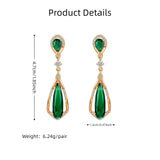 Hpoewre Vintage Emerald Green Teardrop Earrings,925 Sterling Silver Posts & 18K Gold-Plated Brass Drops,Cubic Zirconia Dangle Earrings for Women (Vintage)