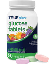 TRUEplus® Glucose Tablets, Assorted Flavor (Grape, Raspberry, Orange) - 50ct Bottle - 6 Pack