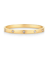 PAVOI Waterproof Bracelet for Women - 14K Yellow Gold Plated Bangle with Cubic Zirconia - Stainless Steel Hinge Bracelet Jewelry Gifts - 6.5"