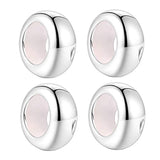 Clip Stopper Charms Sterling Silver Rondelle Spacer Bead Charm Stopper Charm for Pandora Charm Bracelets (Silver (4 pcs))
