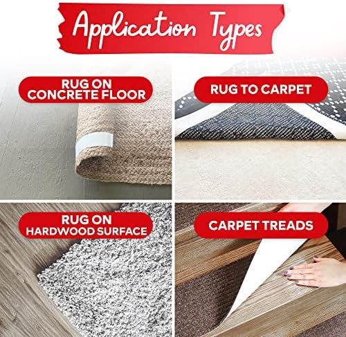 XFasten Double Sided Carpet Tape for Area Rugs 3 Inch x 20 Yards, Residue-Free Carpet Tiles Tape, Removable Heavy-Duty Rug Pad Gripper for Hardwood, Vinyl Flooring Underlayments, Laminate- Wood-Safe