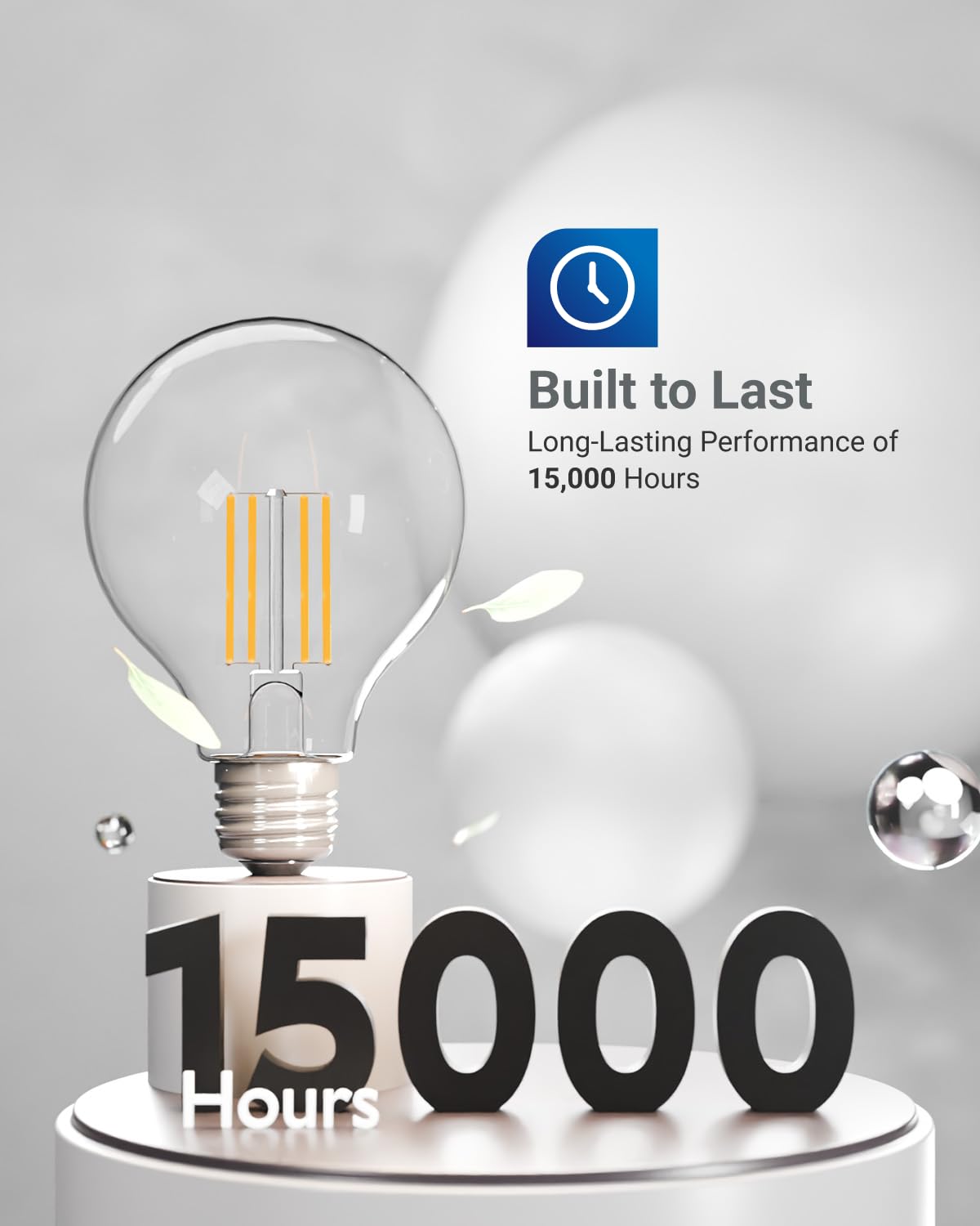 Sunco 10 Pack G25 Globe Light Bulbs LED Edison Vanity Light Bulbs, CRI90, 2700K Soft White, Dimmable, 5W=60W, Clear Vintage Filament Globe, 500 Lumens, E26 Base, Indoor Outdoor, UL