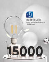 Sunco 10 Pack G25 Globe Light Bulbs LED Edison Vanity Light Bulbs, CRI90, 2700K Soft White, Dimmable, 5W=60W, Clear Vintage Filament Globe, 500 Lumens, E26 Base, Indoor Outdoor, UL