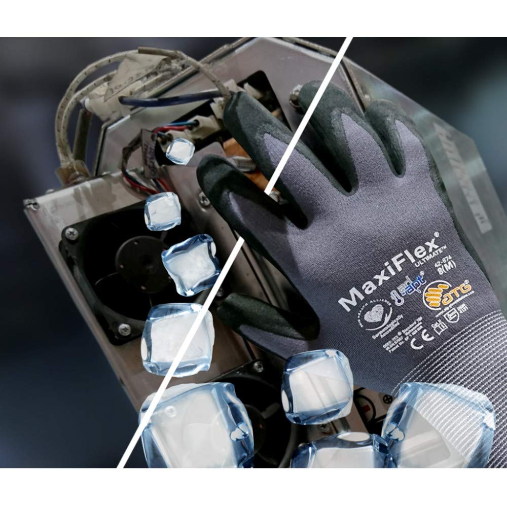 MaxiFlex 34-874 Ultimate Foam Nitrile Palm Coated Gloves, Gray, SMALL (Pack of 3 - Pairs)