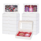 RomanticBaking 100 Pack White 7 x 4 3/8 x 1 1/2inches Cookies Boxes with Window Christmas Bakery Packaging for Macaron Treat Boxes Chocolate Truffle