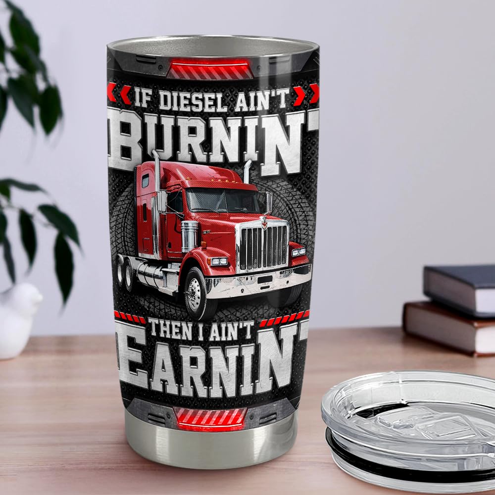 SANDJEST Truck Driver Tumbler 20oz Stainless Steel Insulated Travel Mug Cup for Men Dad Husband Trucker Gifts for Birthday Christmas Fathers Day