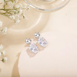 EAMTI Wedding Earrings for Women Cubic Zirconia Dangle Bridal Earrings 925 Sterling Silver Post Oval Earring for Prom Bridesmaid