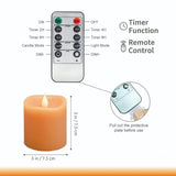 Fall Flameless LED Candles 3 inch Diameter Real Wax 2AA Battery Operated 600hr+ Flickering Candles with Timer Remote Control for Halloween Thanksgiving Christmas Indoor (Orange, 3″×3″- 2 PCS)