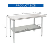 HARDURA Stainless Steel Table 30X48 Inches with Undershelf and Galvanized Legs NSF Heavy Duty Commercial Prep Work Table for Restaurant Kitchen Home and Hotel