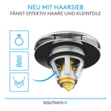 Bächlein Universal Pop Up Washbasin Plug - Chrome Drain Strainer for Washbasins - 40mm Drain Valve Plug with Hair Strainer