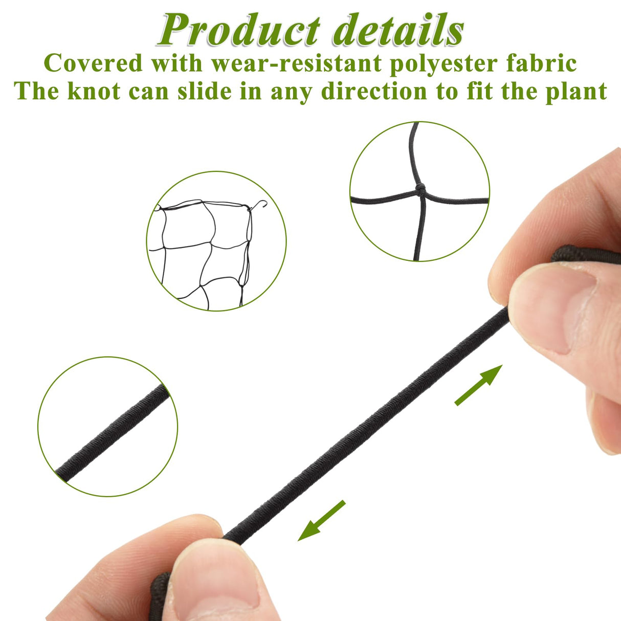 GBACHOOSE 2 Pack 5x5 ft Elastic Trellis Netting for Grow Tent, Heavy Duty Plant Support Net with Steel Hooks and 100 Zip Ties, Black Garden Trellis Net for Tomatoes, Cucumbers, Vines