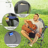 Outsunny Double Hammock Camping Chair, Adjustable Back Folding Rocking Chair Swinging Hammock Chair with Cup Holder, Headrest and Padded Seat for Travel Sports Concerts Lawn Backyard, Gray