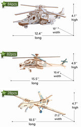 3D Wooden Puzzle - 6 Piece Set Aircraft & Helicopter Wooden Crafts Assembly Building Model Kits - Wood Aircraft & Helicopter STEM DIY Brain Teaser Puzzle for Adults & Teens Christmas Birthday Gifts