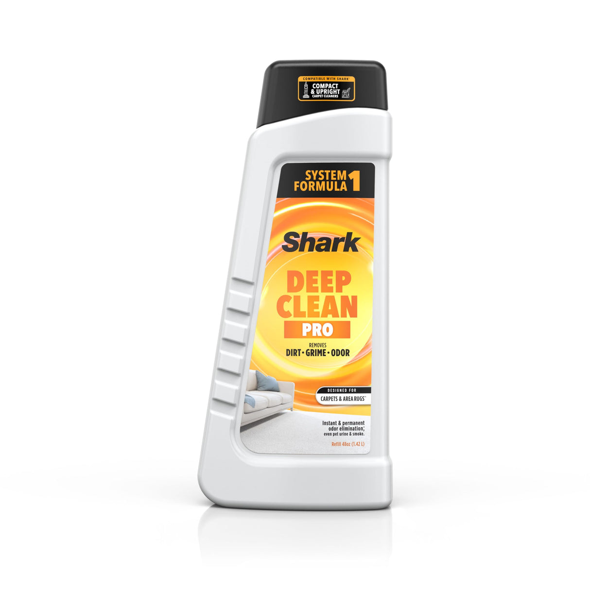 Shark CarpetXpert Deep Clean Pro Formula for All Shark Upright & Portable Carpet Cleaners, Formulated for all Carpets, Upholstery & Area Rugs, Eliminates Tough Pet Messes and Odors, 48oz, EXCM48