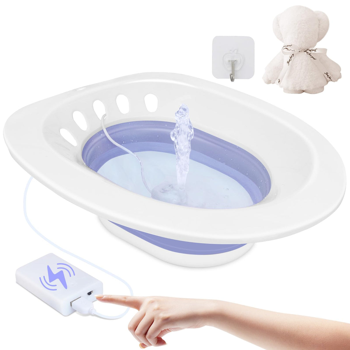 Electric Sitz Bath, Sitz Bath for Hemorrhoids, Sitz Bath for Toilet Seat, Sits Bath Kit for Women, for Soothes Hemorrhoids & Perineum, Automatic Flushing
