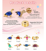 Ngiftey 8 Pairs Screw Back Stud Earrings, Gold Plated