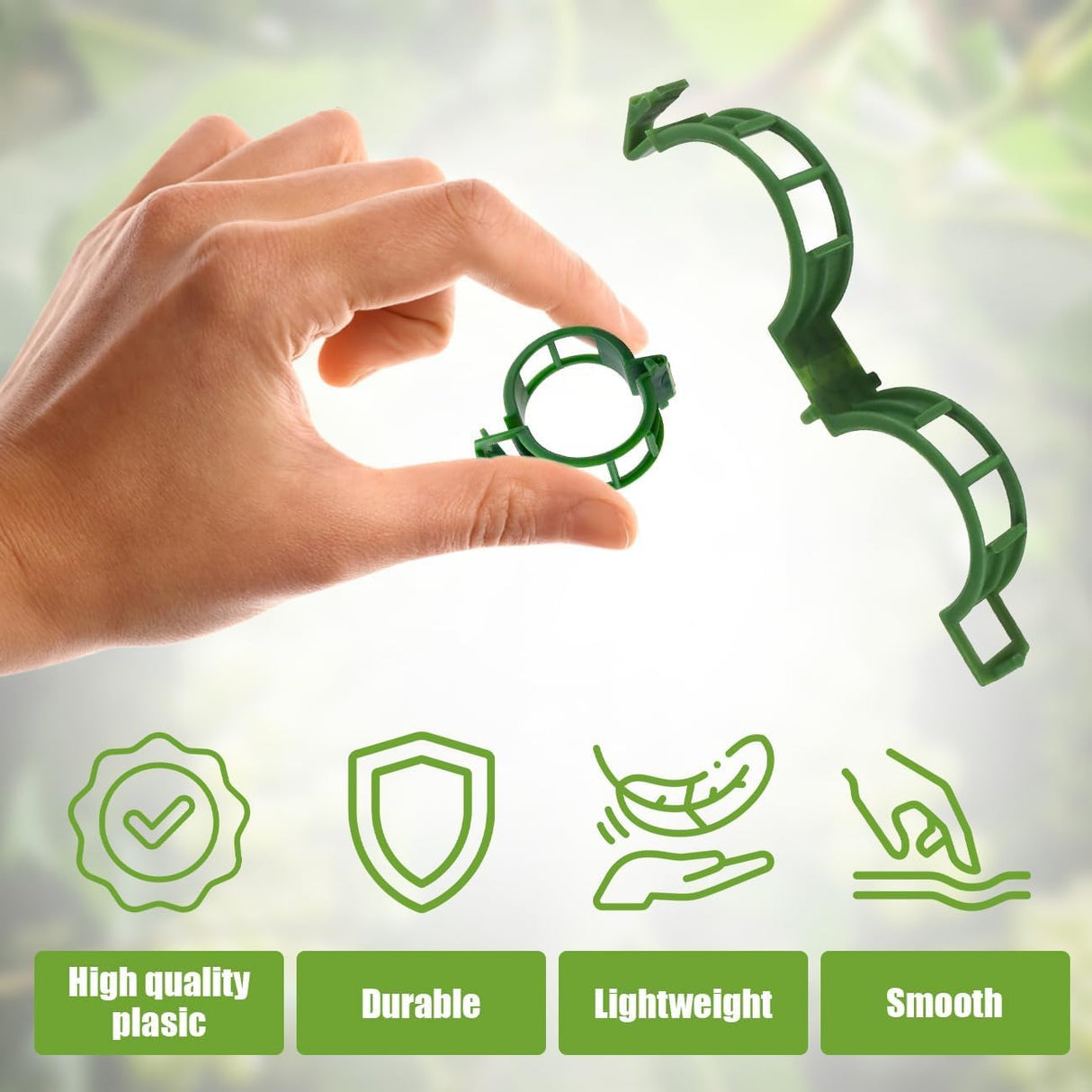 50Pcs Secured Plastic Plant Clip, 2026 Upgrade Plant Support Clips Reusable Garden Clips, Garden Clips for Climbing Plants Tomato Grape Vine Vegetables Plant Fixing Clips (50, Green)
