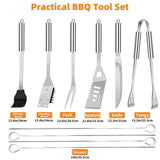 11Pcs Stainless Steel BBQ Grilling Accessories Set, Dad Gifts for Men Christmas Grilling Gifts,Portable Practical Grill Tools Utensils Kit with Storage Bag for Outdoor Grill Camping Backyard