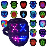 arscniek LED Face Mask with Gesture Control – Rechargeable Light Up Halloween Masks Costume for Adults & Kids, Glowing Transformable Cosplay Mask for Parties, Christmas, Concerts