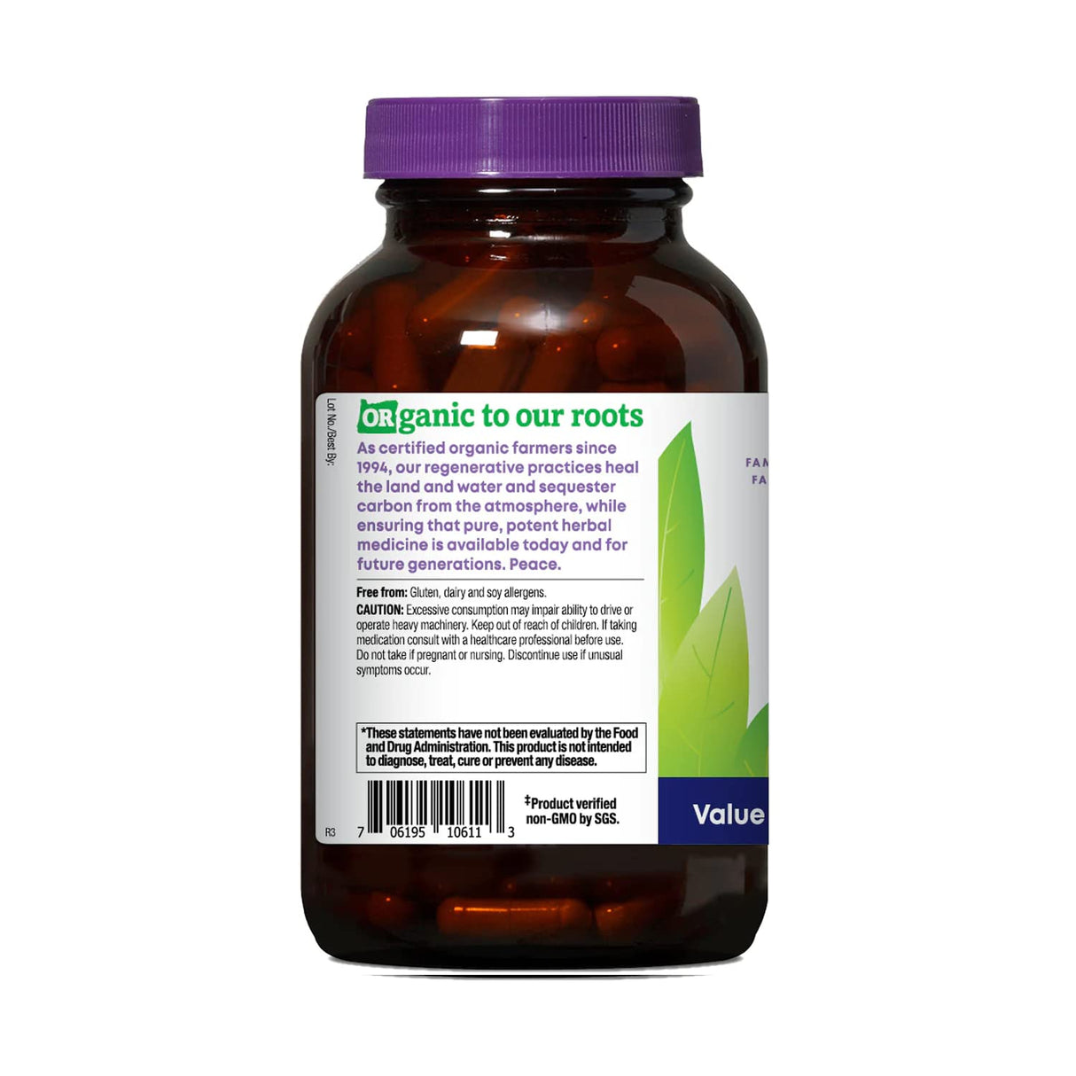 Oregon's Wild Harvest Certified Organic Lemon Balm Herbal Supplement 1125 MGS, 180 Count