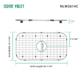 Serene Valley Sink Protector Grid 26-1/16" x 14-1/16", Centered Drain with Corner Radius 3-1/2", 304 Stainless Steel Material NLW2614C