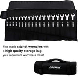 Egofine Ratcheting Wrench Set, 6 mm - 24 mm Metric Wrench Set 18pc, 72 Teeth Combination Wrenches Set, Chrome Vanadium Steel with a Roll Up Storage Bag