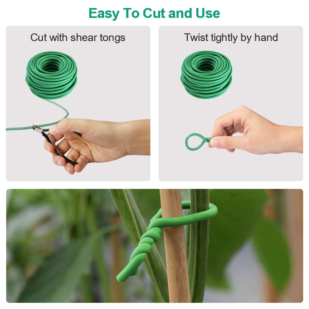 Garden Flexible Wire Tie, TPR Soft Twist Plant Ties Support Plant Vines for Supporting and Fixing Garden Planting Branches Vines & Stems ,Organize Data Wire and Office Organization (100ft, 0.2in)