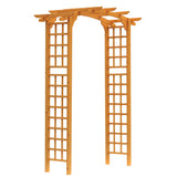 Outsunny 90in Wood Garden Arbor Arch with Trellis Wall Decor for Party