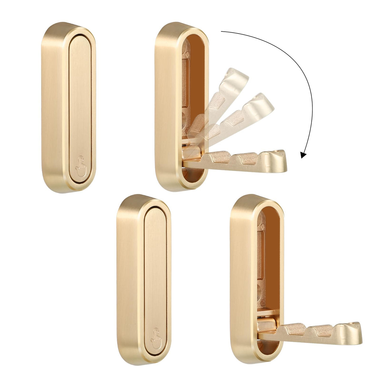 Dntorx Foldable Wall Hook, 40 lbs Heavy Duty Screw Mounted, Aluminum Alloy Flip-Down Gold Coat Hook, Space-Saving Folding Wall Hanger for Bathroom Bedroom Entryway Closet, Includes Screws (4 Pack)