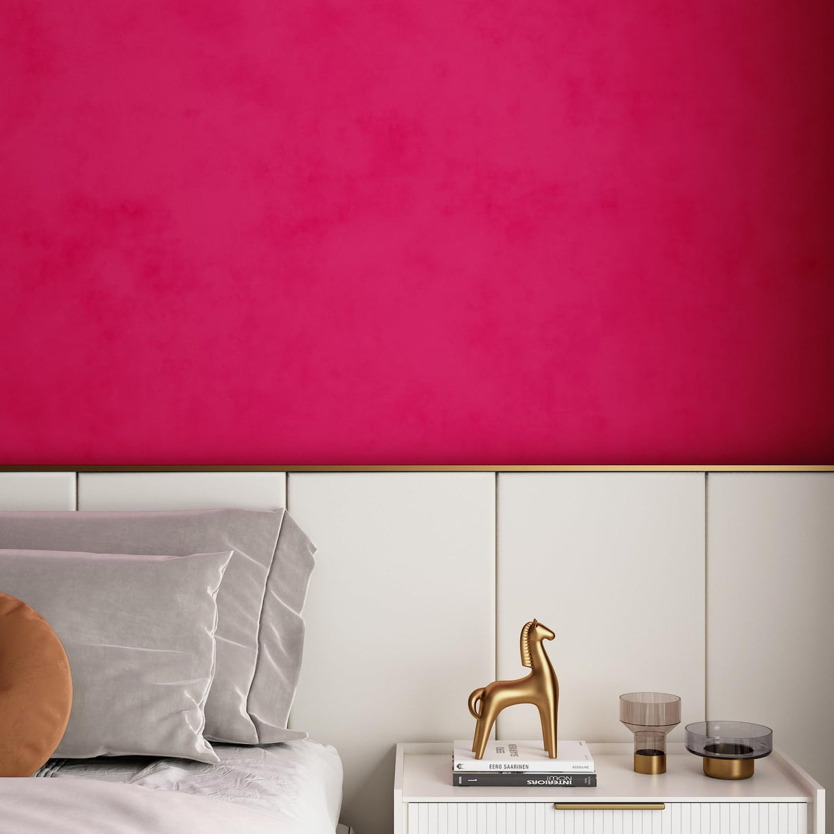 Decotalk Velvet Wallpaper Peel and Stick Pink Velvet Wallpaper Felt Fabric Sheets Adhesive Felt Fabric Wallpaper for Crafts Hot Pink Velvet Wall Paper for Drawer Liner 15.7x120 Inch Velvet Fabric Pink