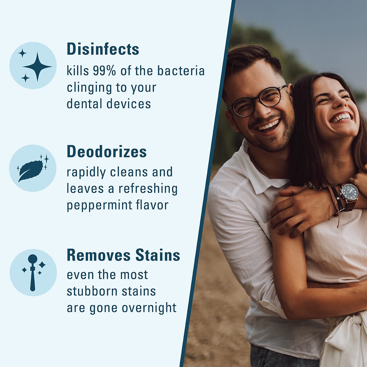 M3 Naturals Retainer Cleaner and Soak Container, No-Mess Cleaning Tablets with Universal Denture Bath Case and Strainer, Multipurpose, for Mouth Guard Stains, Odor, and Plaque