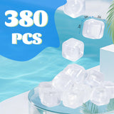 380 Pack Reusable Ice Cubes for Drinks, BPA-Free Plastic Ice Cubes, Refreezable & Washable Ice Cubes Reusable Without Diluting for Whiskey, Coffee, Parties, Camping & Ice Bath