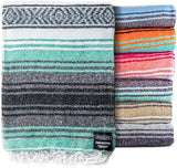 Benevolence LA Authentic Handwoven Mexican Blanket | Yoga Blankets, Outdoor, Picnic, Beach, Camping | Equestrian Saddle | Serape 50x70 inches - Mint, Pack of 1