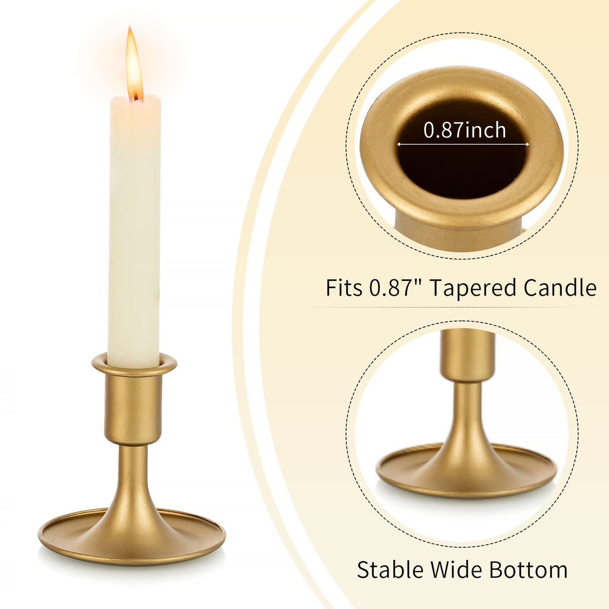 Candlestick Holders Taper Candle Holders, Romadedi Gold Candle Stick Candle Holder for Table Centerpiece, Wedding Reception, Festive Christmas Mantel Decoration or Home Decor, Set of 12