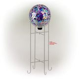 Alpine Corporation 10" Diameter Indoor/Outdoor Glass Mosaic Gazing Globe Yard Decoration, Purple Pearlized Petals Design
