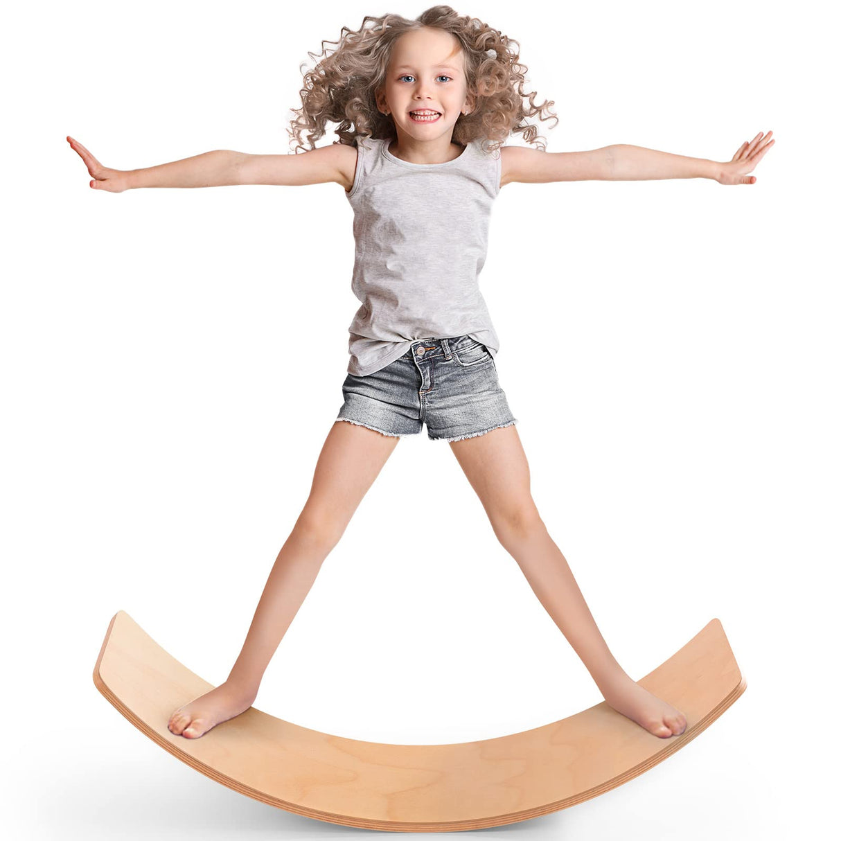 Balance Board Kids, [Natural Wood] Wobble Board for Kids Toddlers, Open Ended Montessori Waldorf Learning Toy, Gifts for 3 4 5 6 7 8 Year Old Boys Girls Birthday & Christmas Stocking Stuffers