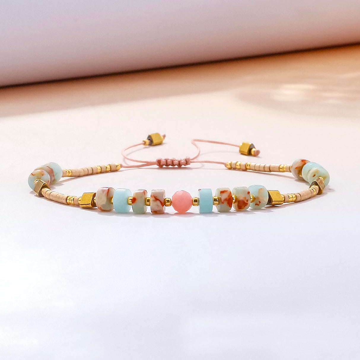 KELITCH Women Strand Bracelets Seed Bead Thin Rope Friendship Bracelets Handmade Adjustable Jewelry F
