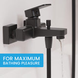 Bächlein Universal Bath Mixer in Angular Design - Complete Bath Faucet Set incl. All Accessories - Single Lever Bath Tap Matt Black