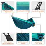 AnorTrek Camping Hammock, Super Lightweight Portable Parachute Hammock with Two Tree Straps Single or Double Nylon Travel Tree Hammocks for Camping Backpacking Hiking Blue&Dark Blue