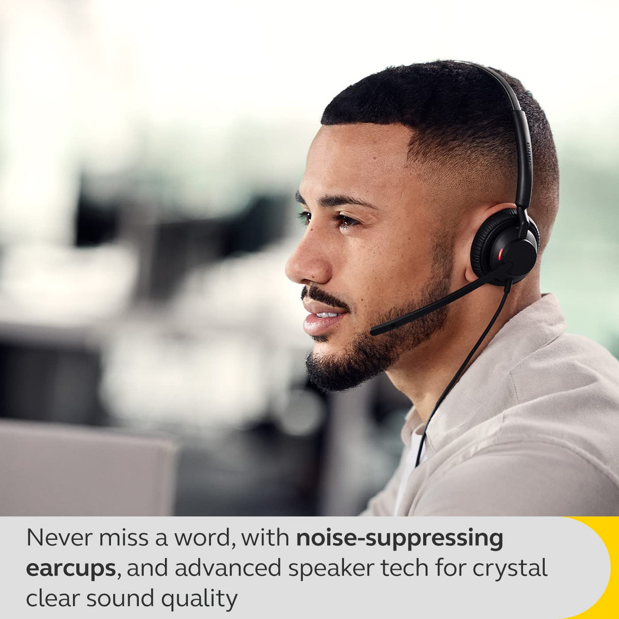Jabra Engage 40 Wired Mono Headset - Noise-Cancelling 2-Mic Technology and USB-A Cable, Ultra-Lightweight - Works with All Leading Unified Communications Platforms Such As Zoom, Unify - Black