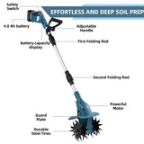 SHINTYOOL 21v Cordless Tiller Cultivator with 4.0 Ah Battery and Charger